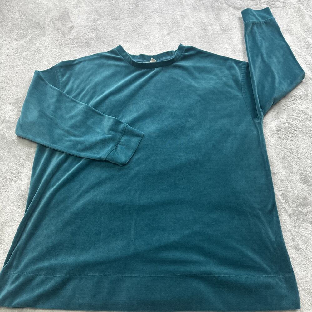 Woman Within Tunic Sweatshirt Women’s Plus Size 18/20 Soft Teal‎ Blue Velour